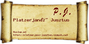 Platzerjanó Jusztus névjegykártya
